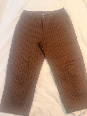 Flamingals Brown Pinstripe Crop Pants